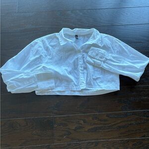 Cropped White Button Up